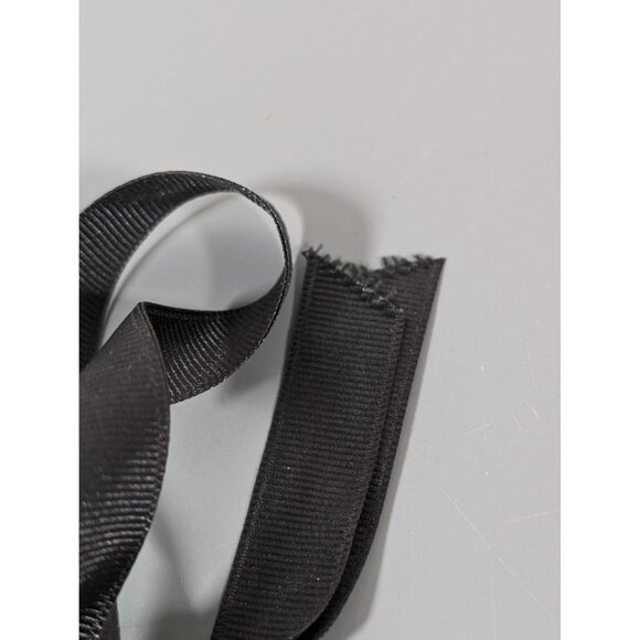 Gray Faceted Glass Bead Two Strand Black Ribbon Tie Statement Necklace 48" - Picture 7 of 8